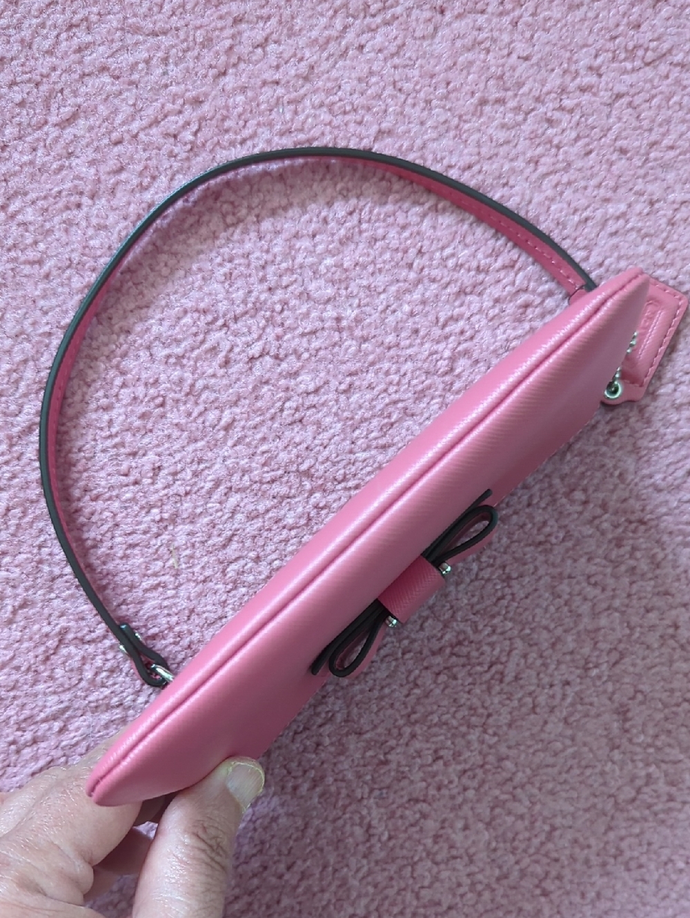 Coach Pink Leather Darcy Bow Wristlet - Picture 6 of 7